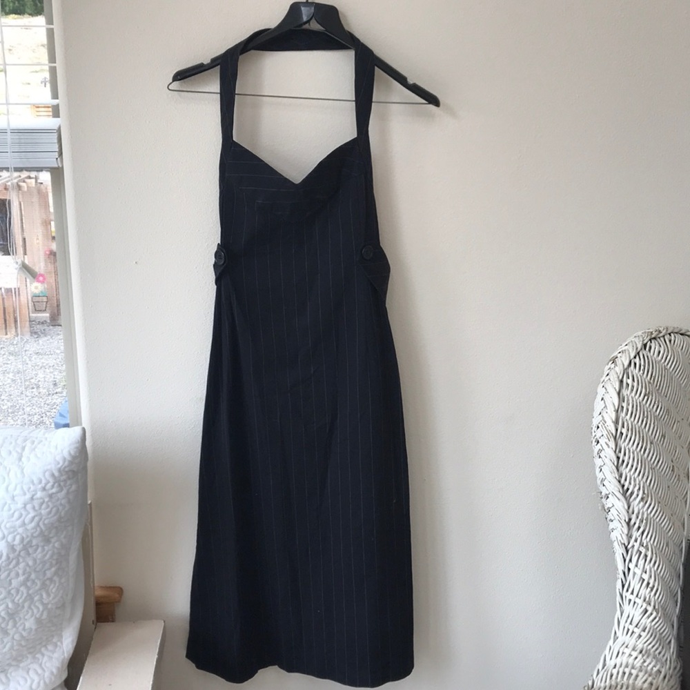 Zara black pinstripe halter dress